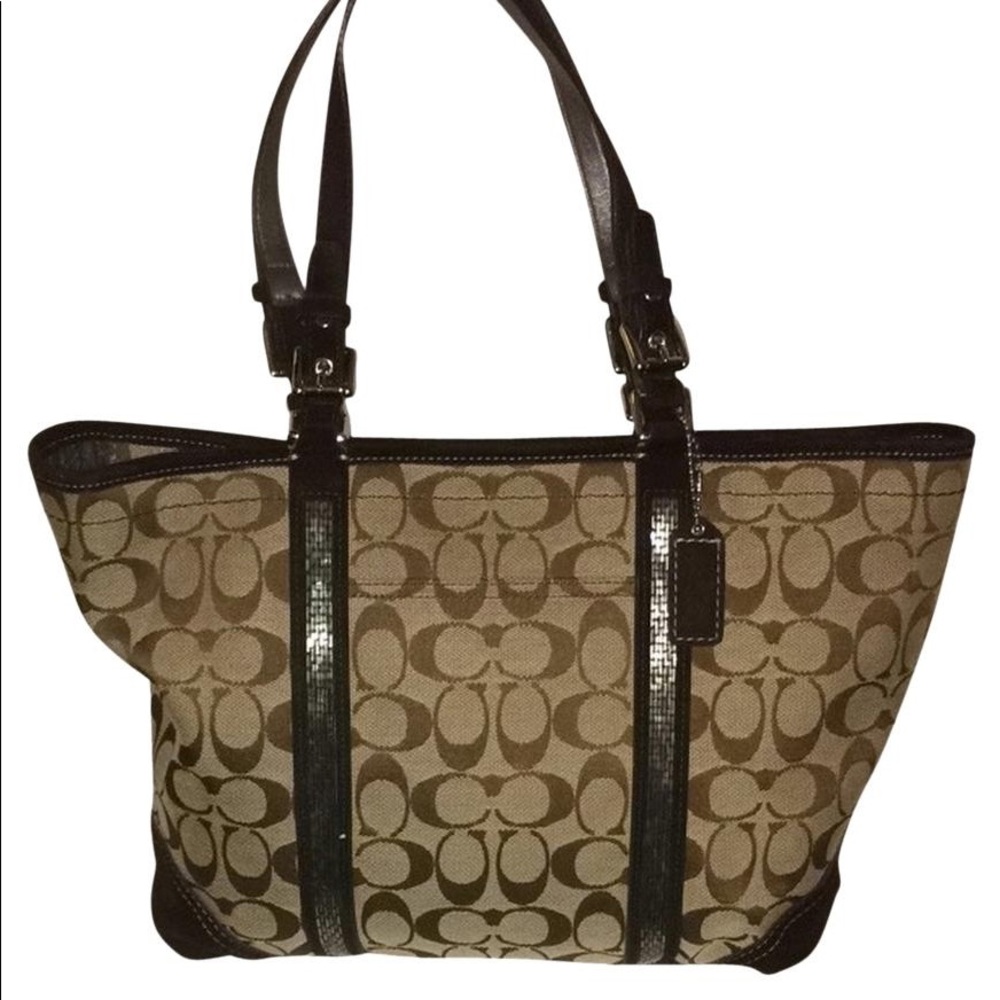Coach Signature Jacquard Tote with beads